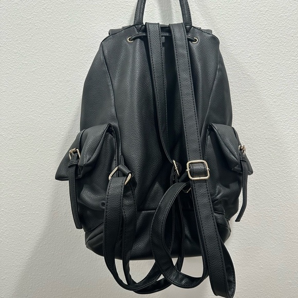 Black Topshop Faux-leather backpack purse vegan diaper bag bag